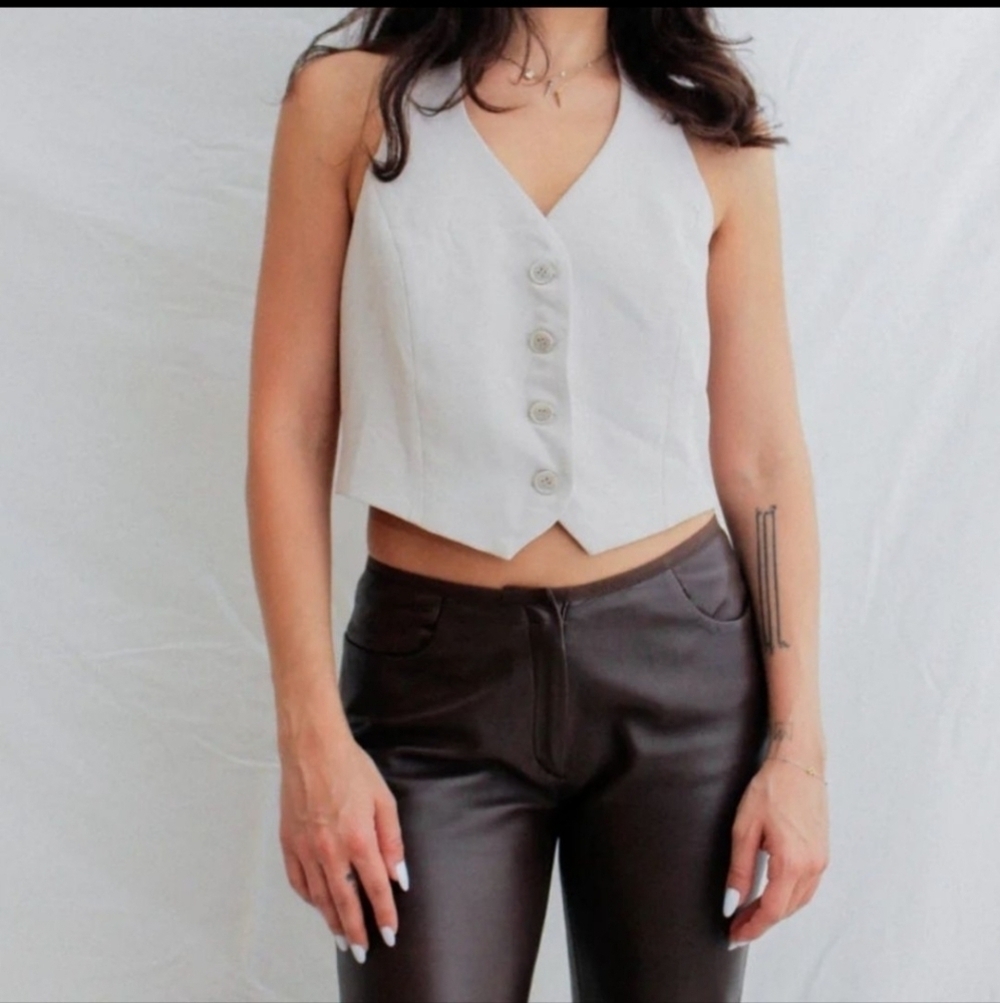 Christian Lacroix Blue Vest Crop Tank Top